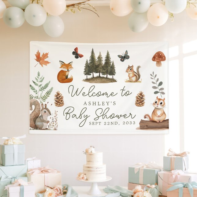 Lona Bienvenidos a Baby Shower de Woodland Forest Anima (Subido por el creador)