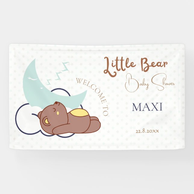 Lona Bienvenidos a Baby Shower Dreamy Little Bear (Horizontal)