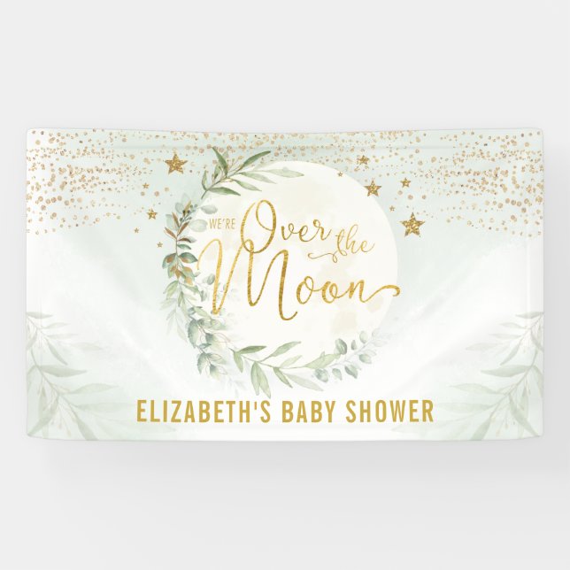 Lona Bienvenidos a Baby Shower Dreamy Moon Star Greener (Horizontal)