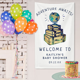 Lona Bienvenidos a Baby Shower en Modern Adventure Trav