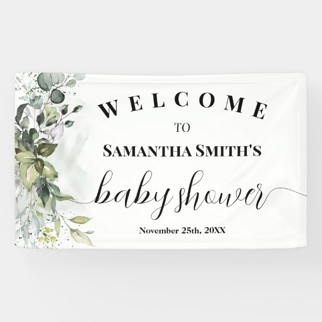 Lona Bienvenidos a Baby Shower Eucalyptus (Horizontal)