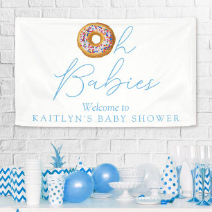 Lona Bienvenidos a Baby Shower gemelos Donut Sprinkle