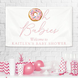 Lona Bienvenidos a Baby Shower gemelos Donut Sprinkle
