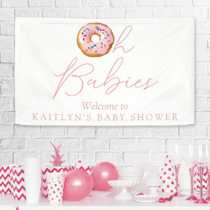 Lona Bienvenidos a Baby Shower gemelos Donut Sprinkle