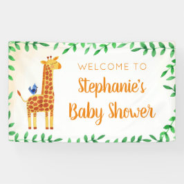 Lona Bienvenidos a Baby Shower Giraffe Greenery