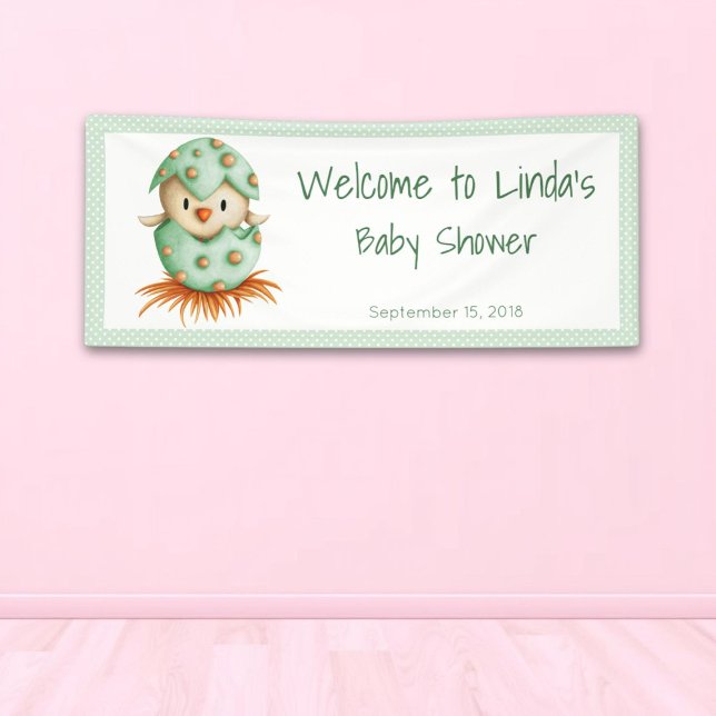 Lona Bienvenidos a Baby Shower Green Bird (Subido por el creador)