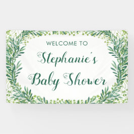 Lona Bienvenidos a Baby Shower Greenery