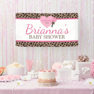 Lona Bienvenidos a Baby Shower Leopard y Pink
