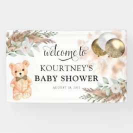 Lona Bienvenidos a Baby Shower Neutral Cute Teddy Bear
