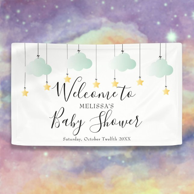Lona Bienvenidos a Baby Shower Neutral Twinkle Twinkle (Twinkle Twinkle Neutral Baby Shower Welcome Banner)