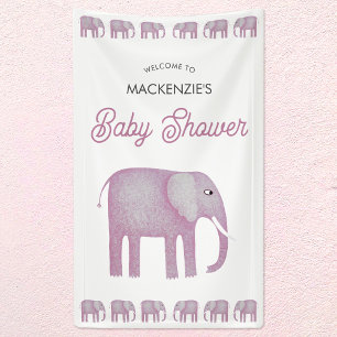 Lona Bienvenidos a Baby Shower para Elefantes Rosa