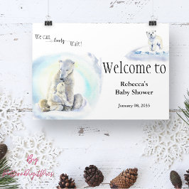 Lona Bienvenidos a Baby Shower Polar Bear Winter
