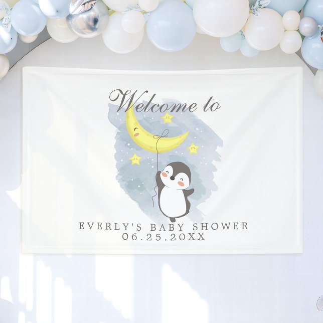 Lona Bienvenidos a Baby Shower por Penguin Moon Cute Wa (Subido por el creador)