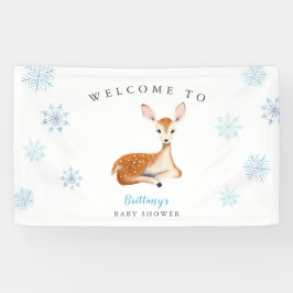 Lona Bienvenidos a Baby Shower Rustic Deer Blue Winter