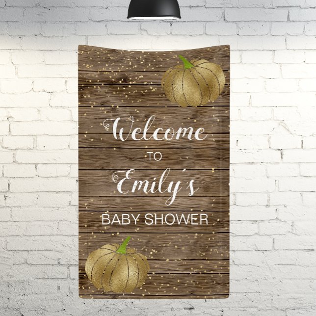 Lona Bienvenidos a Baby Shower Rustic Gold Bopkin Barn  (Subido por el creador)