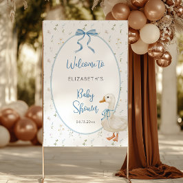 Lona Bienvenidos a Baby Shower Silly Goose Floral Blue 
