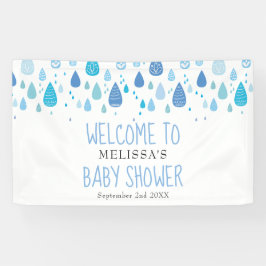 Lona Bienvenidos a Baby Shower/Sprinkle Blue Raindrop