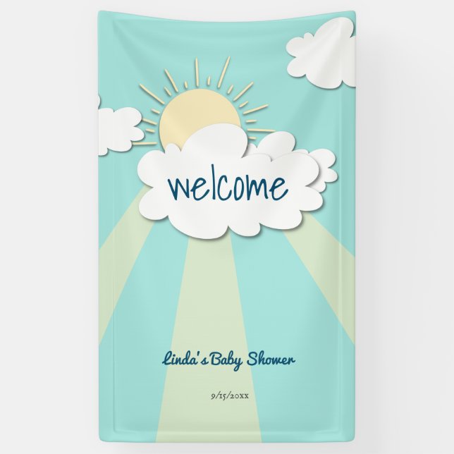 Lona Bienvenidos a Baby Shower Sunshine moderno (Vertical)