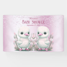 Bienvenidos a Baby Shower Twins Ducks Pink Floral