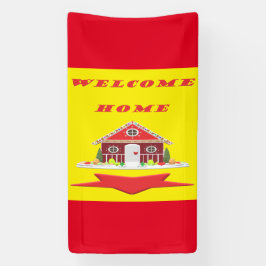 Lona Bienvenidos a casa con colores rojo amarillo en ca
