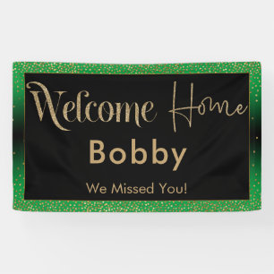 Lona Bienvenidos a Casa Gold Confetti, verde brillante