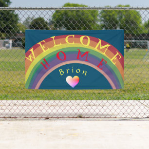 Lona "¡Bienvenidos a casa!"Pancarta del Arcoiris Perso