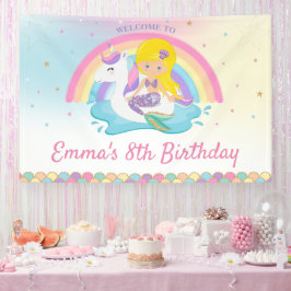 Lona Bienvenidos a cumpleaños de la piscina de la siren
