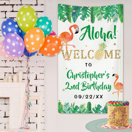 Lona Bienvenidos a cumpleaños en la playa de verano tro