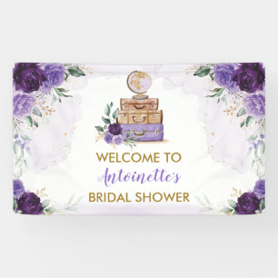 Lona Bienvenidos a la ducha de novia Purple Gold Flower