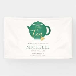 Lona Bienvenidos a la ducha de oro esmeralda del té