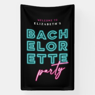 Lona Bienvenidos a la Fiesta de Bach de Azul y Rosa Neo