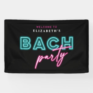 Lona Bienvenidos a la Fiesta de Bach de Azul y Rosa Neo