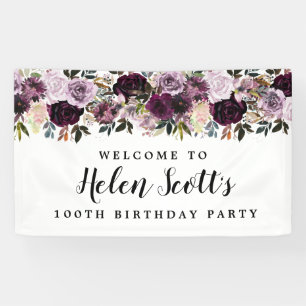Lona Bienvenidos a la fiesta de cumpleaños 100 del Purp