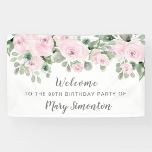 Lona Bienvenidos a la fiesta de cumpleaños 90 de Pink R