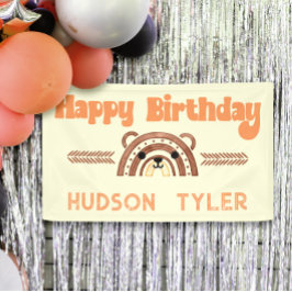 Lona Bienvenidos a la fiesta de cumpleaños Boho Rainbow