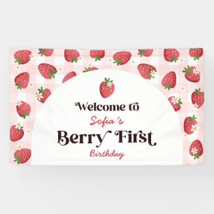 Lona Bienvenidos a la fiesta de cumpleaños de Strawberr