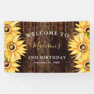 Lona Bienvenidos a la fiesta de cumpleaños del girasol