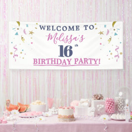 Lona Bienvenidos a la Fiesta de Cumpleaños número 16