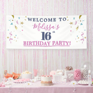 Lona Bienvenidos a la Fiesta de Cumpleaños número 16