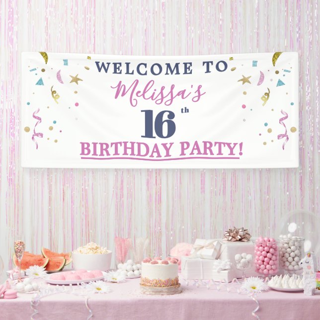 Lona Bienvenidos a la Fiesta de Cumpleaños número 16 (Fiesta)