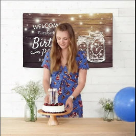 Lona Bienvenidos a la fiesta de cumpleaños Wood Mason J