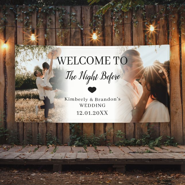 Lona Bienvenidos A La Noche Antes Del Boda Personalizad (Welcome To The Night Before Wedding Custom 2 Photo Banner
)