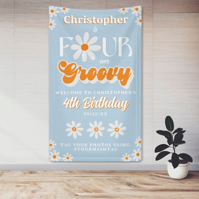 Lona Bienvenidos a los 4 cumpleaños de Retro Four Groov (Subido por el creador)