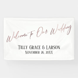 Lona Bienvenidos a nuestra Boda Rosa Gold Handwriter
