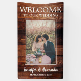 Lona Bienvenidos a nuestra foto Boda con granero rústic
