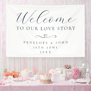 Lona Bienvenidos a Nuestra Historia de Amor Elegante Es