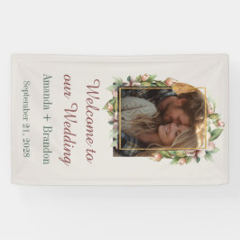 Lona Bienvenidos a nuestro Boda Boho Floral Arch Photo