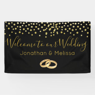 Lona Bienvenidos a nuestro Boda Faux Gold Confetti