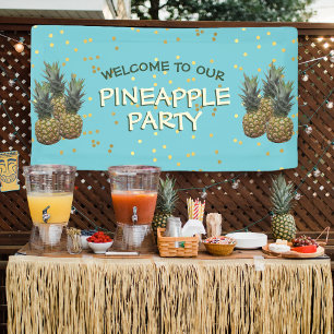 Lona Bienvenidos a nuestro cartel de Fiesta de piña
