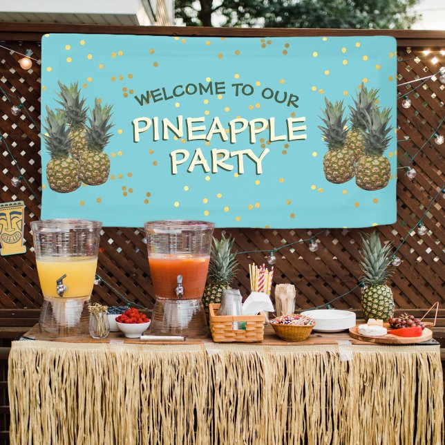 Lona Bienvenidos a nuestro cartel de Fiesta de piña (Perfect for your kitschy luau pineapple party!)